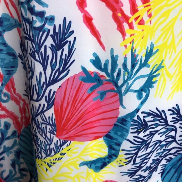 Jason Wu white pink blue yellow seashell coral beach tunic top size Small - Picture 6 of 11